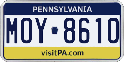 PA license plate MOY8610