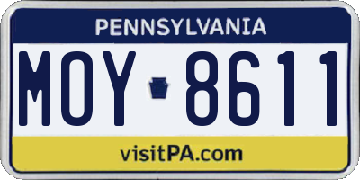 PA license plate MOY8611