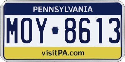 PA license plate MOY8613