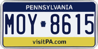 PA license plate MOY8615