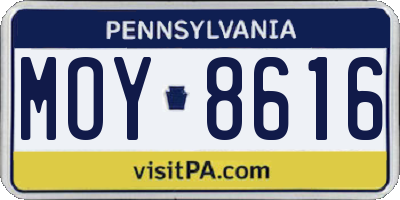 PA license plate MOY8616