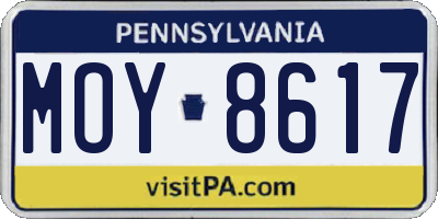 PA license plate MOY8617