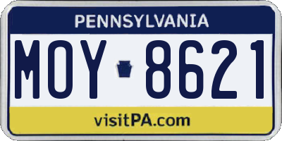 PA license plate MOY8621