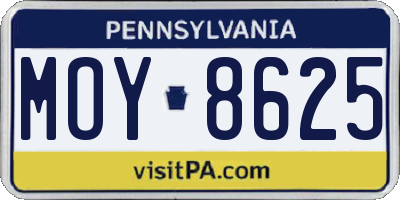 PA license plate MOY8625