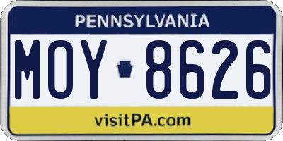 PA license plate MOY8626