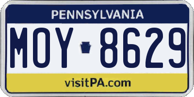 PA license plate MOY8629