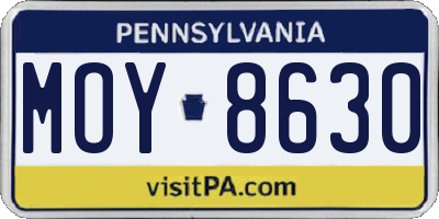 PA license plate MOY8630