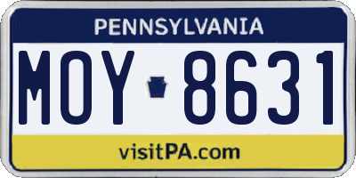PA license plate MOY8631