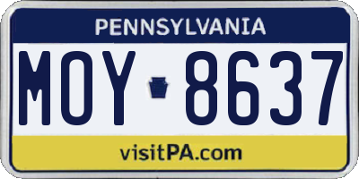 PA license plate MOY8637