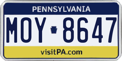 PA license plate MOY8647