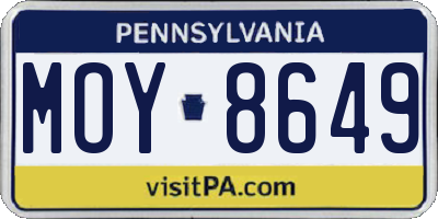 PA license plate MOY8649