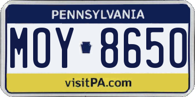 PA license plate MOY8650