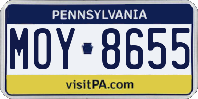 PA license plate MOY8655