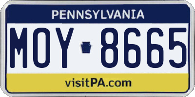 PA license plate MOY8665
