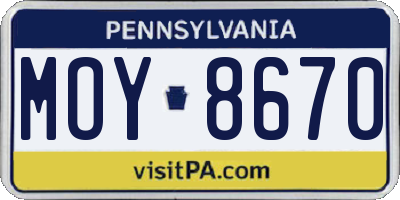 PA license plate MOY8670