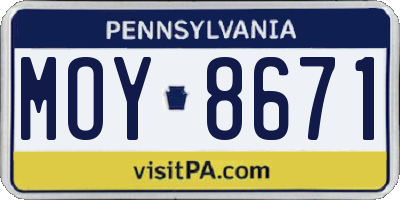 PA license plate MOY8671