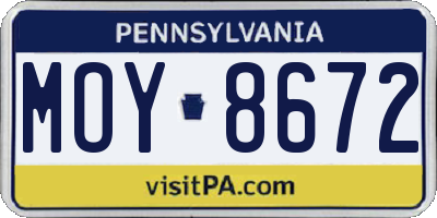 PA license plate MOY8672