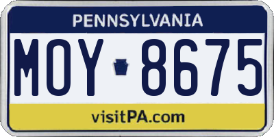 PA license plate MOY8675