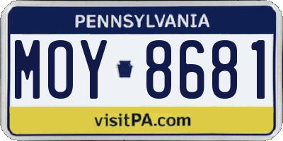 PA license plate MOY8681