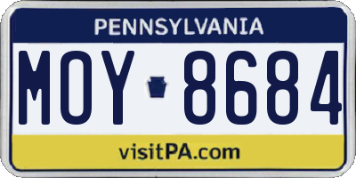 PA license plate MOY8684