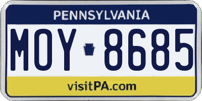 PA license plate MOY8685