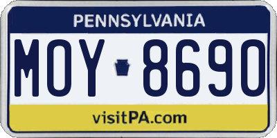 PA license plate MOY8690