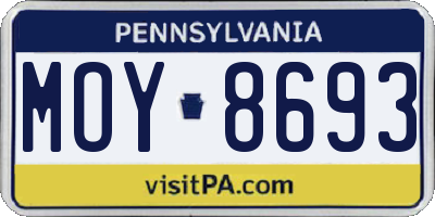 PA license plate MOY8693