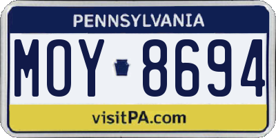 PA license plate MOY8694