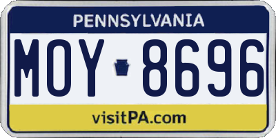 PA license plate MOY8696