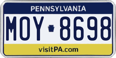 PA license plate MOY8698