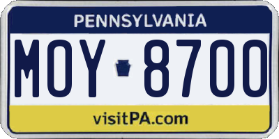 PA license plate MOY8700