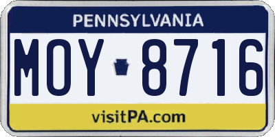 PA license plate MOY8716