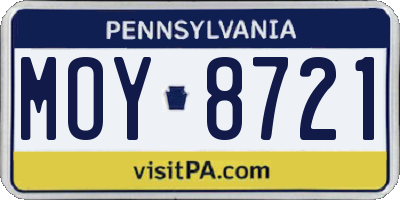 PA license plate MOY8721