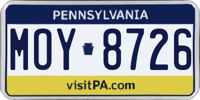 PA license plate MOY8726