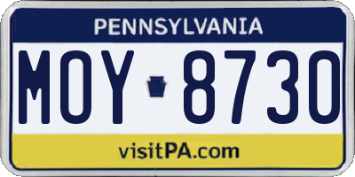 PA license plate MOY8730