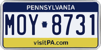PA license plate MOY8731