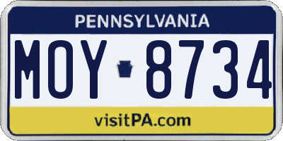 PA license plate MOY8734