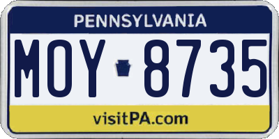 PA license plate MOY8735