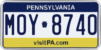 PA license plate MOY8740