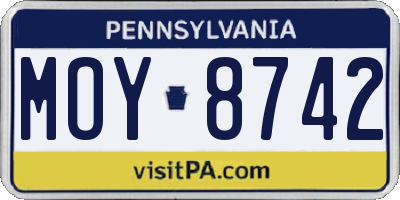 PA license plate MOY8742