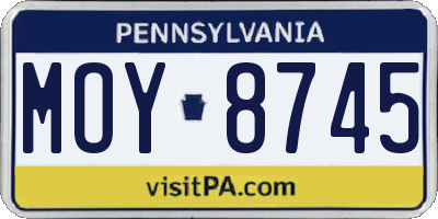 PA license plate MOY8745
