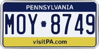 PA license plate MOY8749