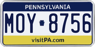 PA license plate MOY8756