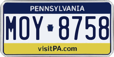 PA license plate MOY8758