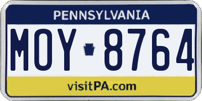 PA license plate MOY8764