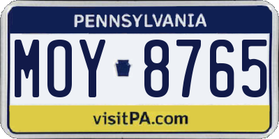 PA license plate MOY8765