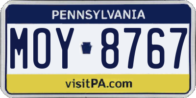 PA license plate MOY8767