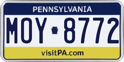 PA license plate MOY8772