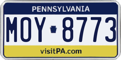 PA license plate MOY8773