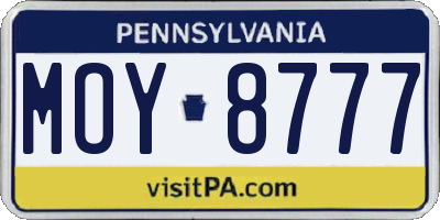 PA license plate MOY8777